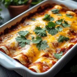 Delicious plate of authentic chicken enchiladas topped with salsa and cheese