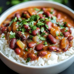A bowl of Camellia red beans and rice garnished with green onions