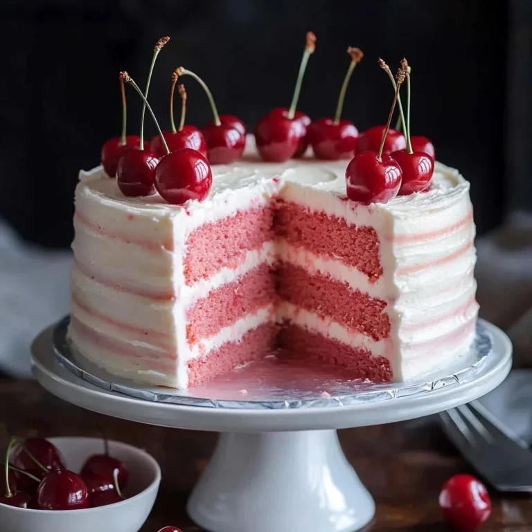 Delicious Cherry Chip Cake freshly baked with cherry pieces and chocolate chips.