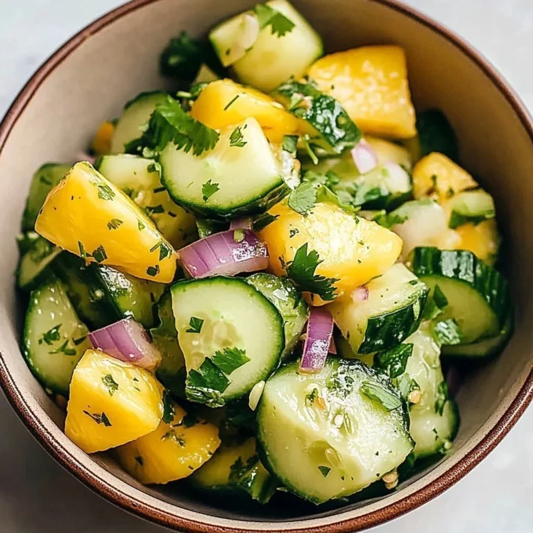 Chilled Pineapple Cucumber Salad with fresh ingredients in a bowl