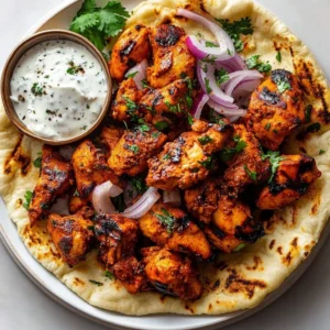 Delicious homemade chicken shawarma served with fresh vegetables and pita bread.