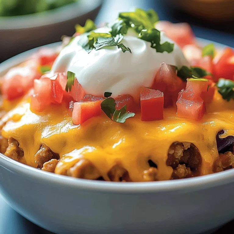 Delicious homemade Taco Bake topped with cheese and fresh ingredients